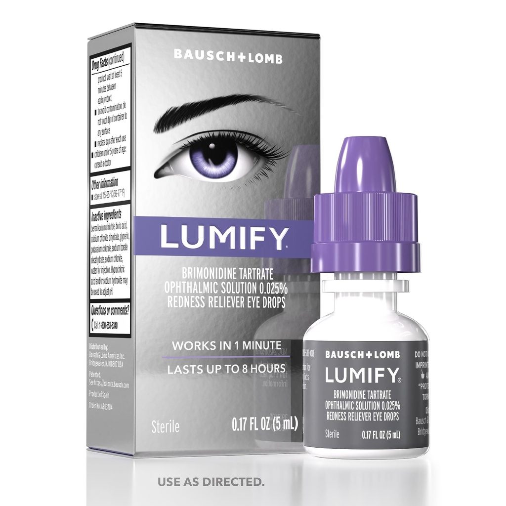 LUMIfy očné kvapky pre červené oči, Redness Reliever pre jasnejšie oči, pracuje 1 minúta & Trvá až 8 hodín, kvapky oka, 0,17 Fl Oz (5 ml)
