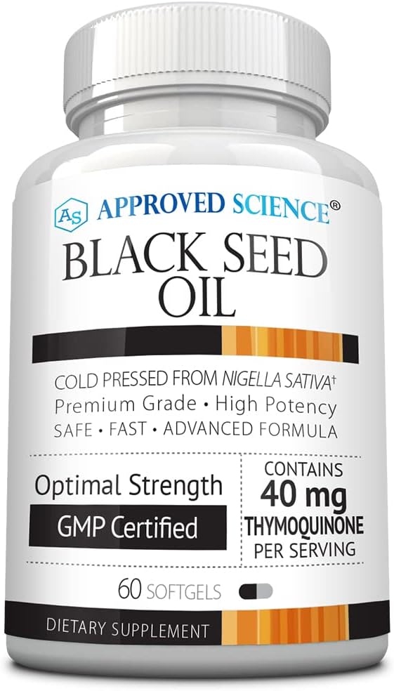 Schválená veda Black Seed Oil - Cold Pressed Nigella Sativa - Boost Imunity, Respiration, Cognitive, a Tráviace zdravie - 2% Thymochinón - 1 fľaša - 60 Softgels - Made in The USA