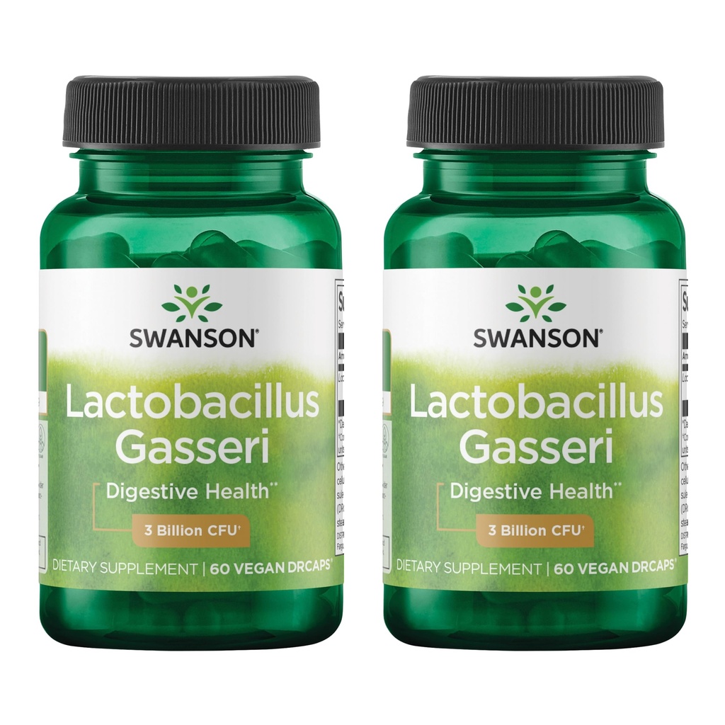 Swanson Lactobacillus Gasseri - Probiotický doplnok Podpora Tráviace zdravie s 3 mld. CFU - Design-Release Satiety & Fat Metabolizmus Podpora - (60 Veggie Kapsule) 2 Fľaše