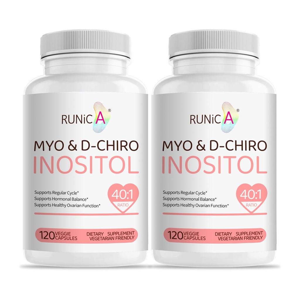 Myo-Inozitol & D-Chiro Inozitol Supplement for Women - Ideal 40:1 Ratio -Podporiť ženský hormón Balance & Fertility & Ovarian Health - Vegan Powder Kapsule - 60-Deň dodávky