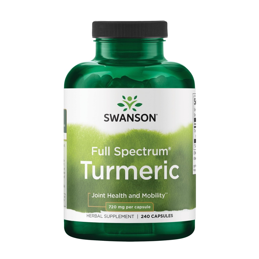 Swanson Full Spectrum Turmeric Curcumin Joint, Liver, and Digestive Support Supplement for Active Adults - Non-GMO, Gluten-Free (240 Vegan Capsules)