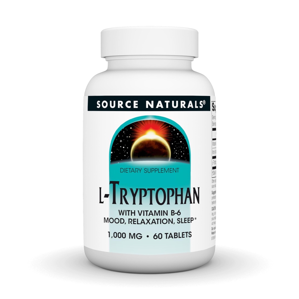 Zdroj Naturals L-Tryptofán s vitamínom B-6 - Podpora Mood, Relaxácia a spánok - 1000 mg - 60 tabliet