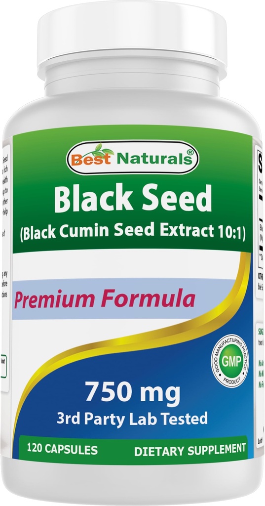 Najlepšie prírodné Black Seed (čierna rasca Semeno extrakt 10:1) 750 mg per Serving- 120 Kapsule