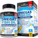Triple Strength Omega 3 Fish Oil Supplement - 2250mg EPA DHA Omega 3 Mastné kyseliny z čerstvých voľne žijúcich uchovaných rýb, Burpless Lemon Flavor Formula podporuje zdravie očí a viac, bez lepidla, 180 Softgels