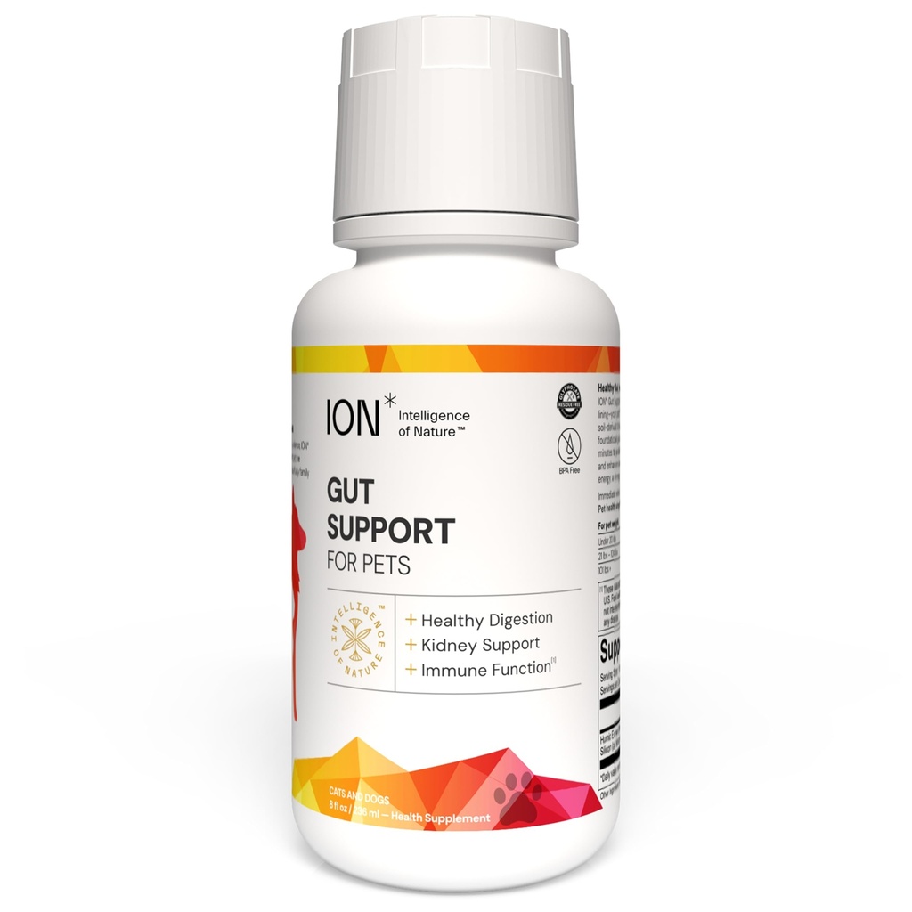 ION* Intelligence of Nature Gut Support for Pets - Liquid Probiotics Drops Alternatíva pre psy a mačky, Tráviace zdravie pre šteniatka, zdravie kože a vlasov - 8 fl oz (Pack of 1)
