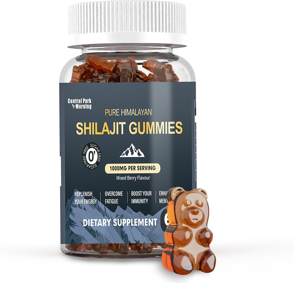 Shilajit Gummies 1000mg, Pure Himalayan Shilajit Supplement, High in Trace Minerals, Energy Immune Health Support - 60 Počet