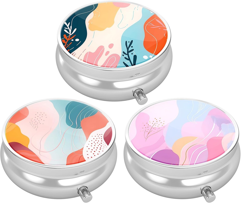 3 balenie pilulky box, malé pilulky puzdro pre Purse & Pocket, roztomilé cestovné lieky Organizátor, prenosná medicína kontajner držiak držať vitamíny, medikácia, rybí olej a doplnok, štýlový vzor