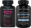 Vital Vitamins Biotin Complex Capsules + Resveratrol Capsules