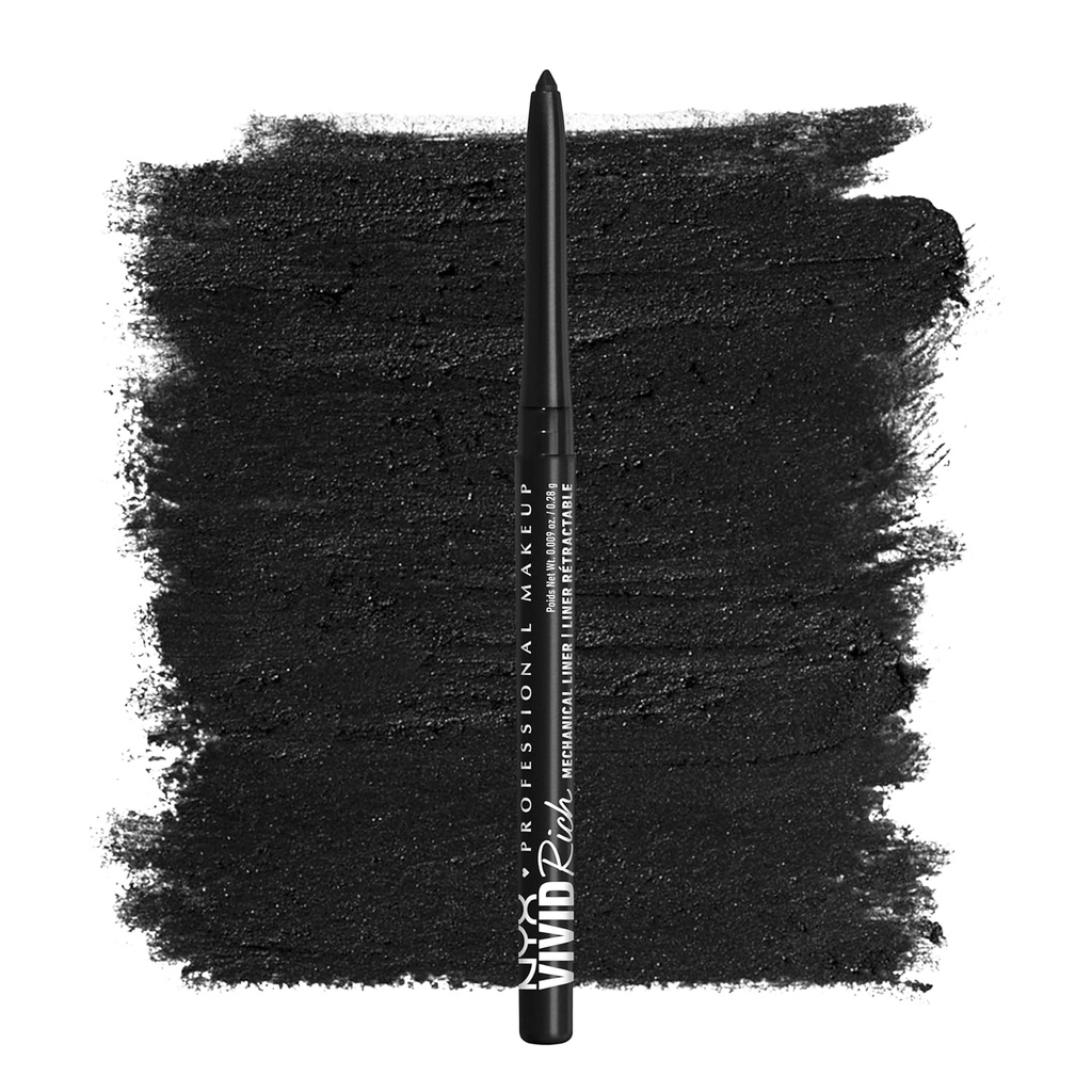 NYX PROFESSIONAL MAKEUP Mechanické očné ceruzky, Vivid Rich Mechanical, Krémový Retraktable Očné linky - Always Onyx, Black Eyliner