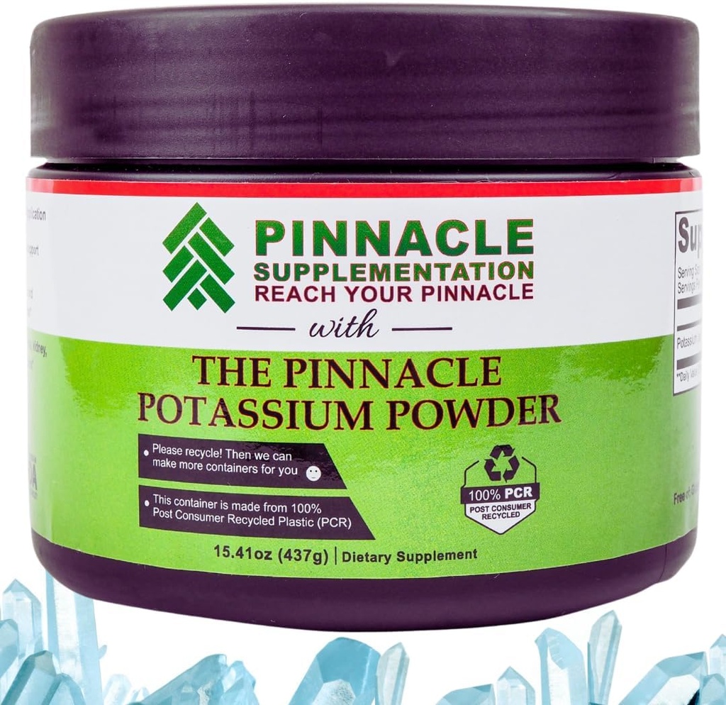 Pinnacle Dusičnan draselný prášok, Drasel prášok Supplement, Minerálne Supplement, Keto Electrolyte Powder, Podpora Hydration Balance and Leg Cramps, 100% Pure, No Fillers, Žiadne doplnkové látky (437 g)