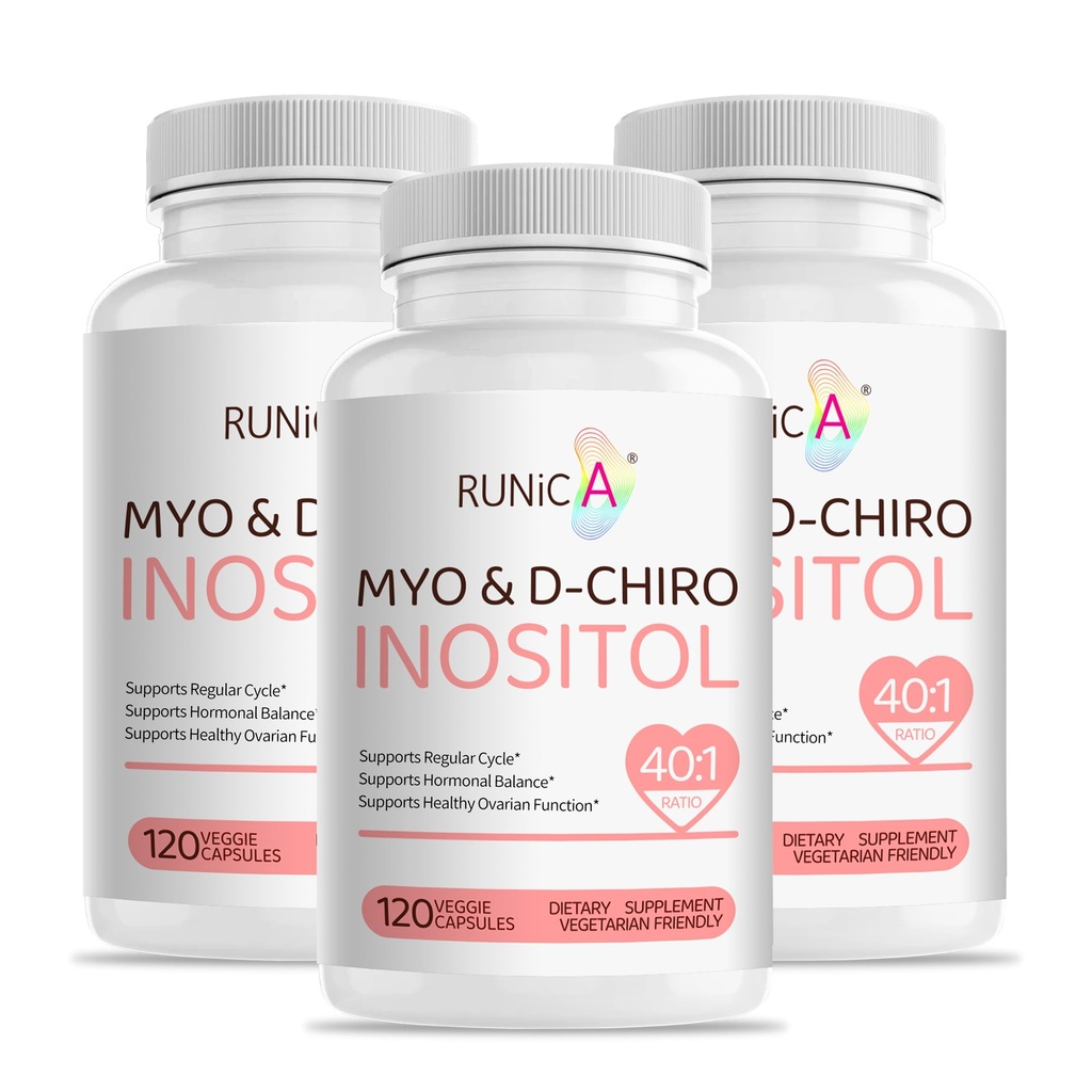 Myo-Inozitol & D-Chiro Inozitol Supplement for Women - Ideal 40:1 Ratio -Podpora Ženskej Hormone Balance & Fertility & Ovarian Health - Vegan Powder Capsules - 90-Deň dodávky
