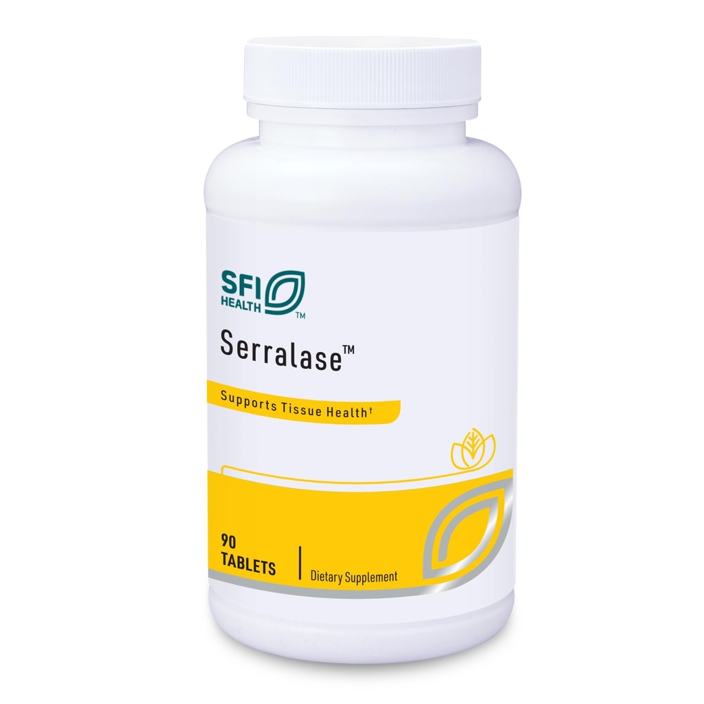 Klaire Labs SFI Health Serralase - Vegetarian Proteolytic Enzyme Blend with Serratia Peptidáza a hypromelain for Digestion, Zdroj z papáje a ananásu, Hypoallergenic (90 tabliet potiahnutých enterikou)
