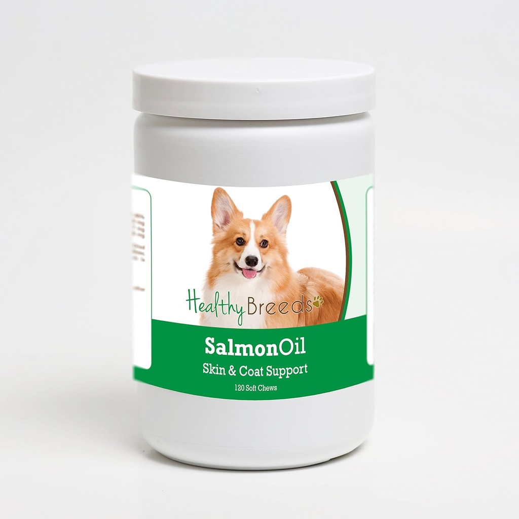 Zdravé plemená Pembroke Welsh Corgi Salmon Oil Soft Chews 120 Count