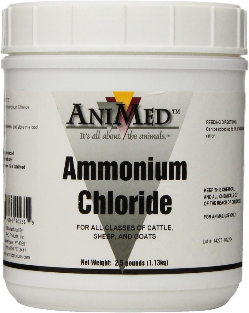 AniMed Powder 99,9-percent Chlorid amónny pre kone Mačky Kravy Ovce a kozy, 2,5-libra...