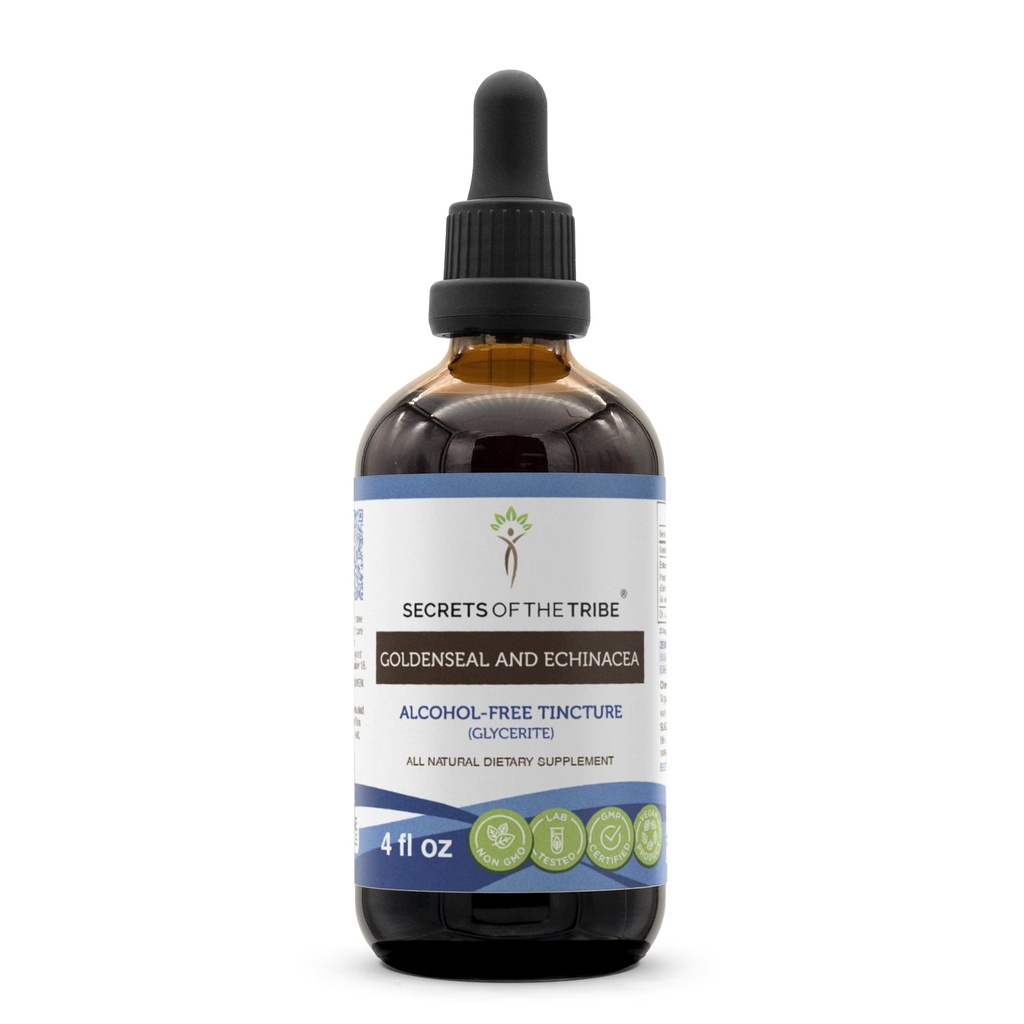 Secrets of the Tribe Goldenseal and Echinacea Liquid Extract, Herbs [Echinacea Root (Echinacea Purpurea), Goldenseal Root (Hydrastis Canadensis) ] Tinture Supplement (4 FL OZ)