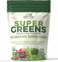 Country Farmy Super Greens Natural Flavor, 50 Organic Super Foods, USDA Organic Drink Mix, Ovocie, Zelenina, Super Greens, s vlákninou, Huby a probiotiká, Podpora Energia, 60 Servings, 900g