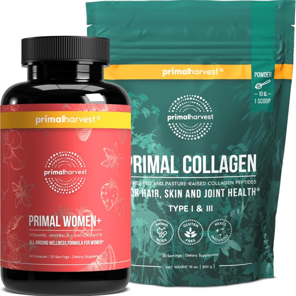 Primal Harvest Multivitamín a kolagén prášok Doplnky pre ženy, Bundle