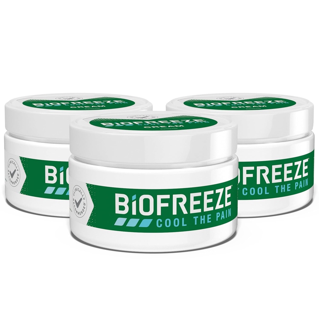 Biofreeze krém Mentol 3 OZ Jar (Pack z 3) spojené s bolesťou svalov, artritída, jednoduché bolesti chrbta, a bolesti kĺbov (Backaging May Vary)