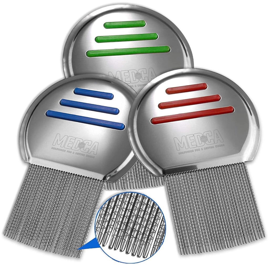 Lice Comb - (Pack of 3) Liečba vši, ktorá je individuálne balené Professional nerezová oceľ Louse a Nit Combs odstraňuje vajcia s okrúhlymi tipy pre Comfort