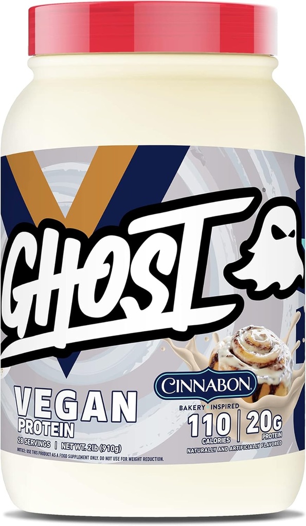 GHOST Vegan Protein Powder, Cinnabon - 2lb, 20g proteínu - Pea-Based Pea & Organic Pumpkin Protein - 