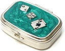 9338 Obdĺžnik Malá pilulka Box Organizátor Aqua Green Silver Poker & Dice Ženy Cestovné pilulky Purse Pocket Kontajner Daily Prenosná medicína Vitamín Box Medika Supplement Mini skladovanie