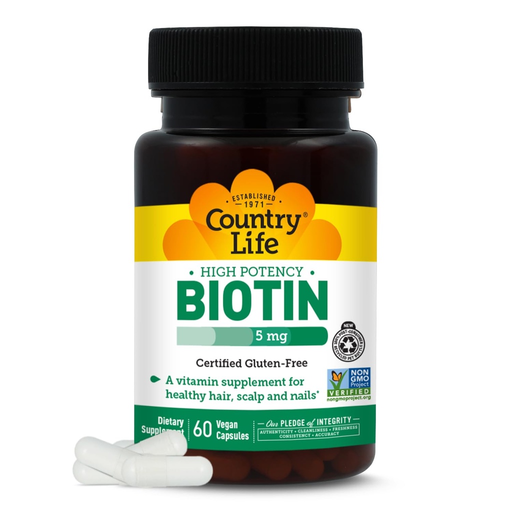 Country Life - Biotin High Potency, 5 mg - 60 Vegan Kapsule