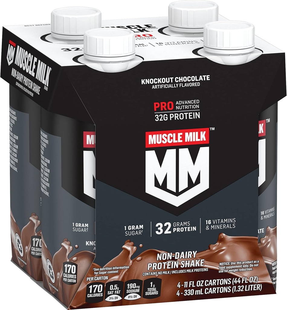 Muscle Milk Pro Series Protein Shake, Knockout Chocolate, 4 Count