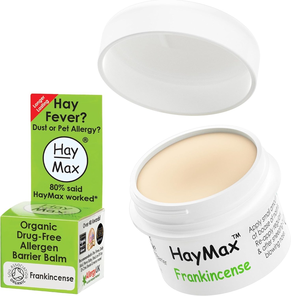 HayMax Allergen Barrier Balm - Frankincense 0.17 fl oz - Organic, Natural & Non-Drowsy Hay Fever & Allergy Relief Balm - Bloky Pollen & Allergen Častice - Skvelé pre dospelých, Deti a tehotné ženy