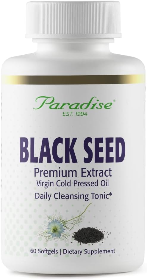 Paradise Black Seed Oil, bohaté na antioxidanty, Immune Supporting, Super Potent, Ultra Pure, Vegan, Non GMO, Gluten Free, 60 Softgels
