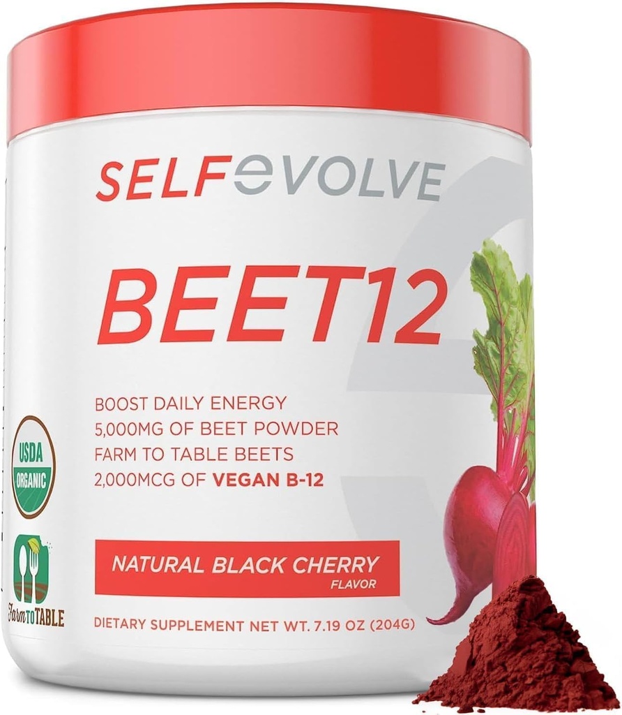Repa koreňový prášok Organické 5000 mg s vitamínom B12 (metylkobalamín) a stopové minerály v prírodnej čiernej Cherry chuť, 0g Pridané cukor 