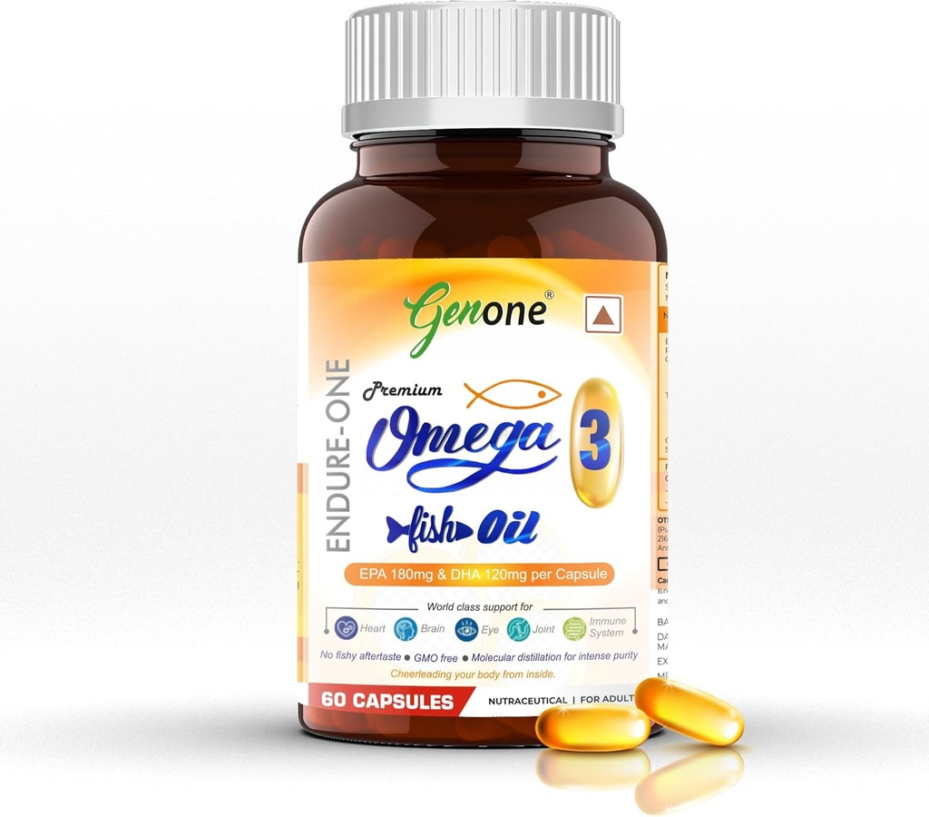 genone EndureOne Najlepšie kapsule Omega-3 rybieho oleja od Brain, Heart, Eyes, and Joints Health (Men & Women) 60 Softgels