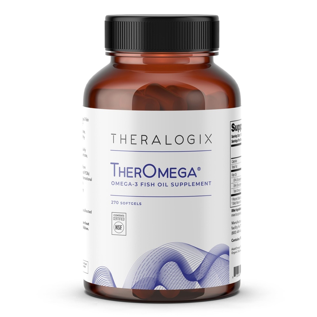 Theralogix TherOmega Omega-3 Fish Oil Supplement - Supports Heart, Brain, Immune & Joint Health* - 700 mg DHA & EPA z Wild Aljaška Pollock - Trvalo dostupné - NSF Certified - 270 Softgels