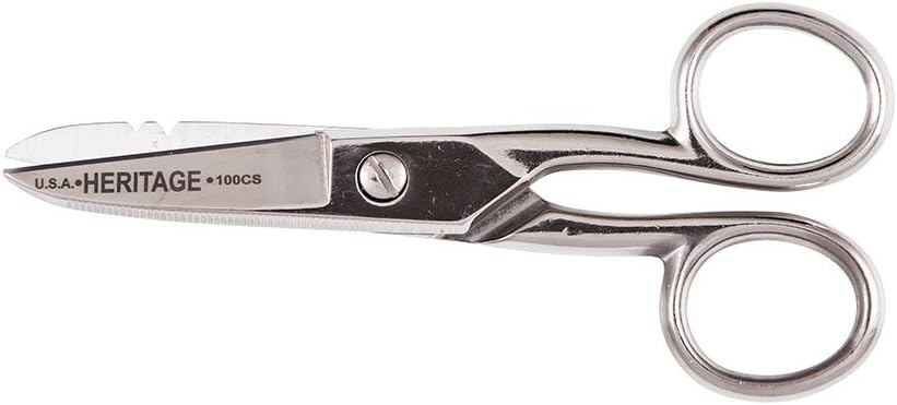 Klein Tools G100CS Nožnice, Made in USA, Elektrikár Nožnice s pásom Nožnice a serrated Blade, 5-1/4-inch