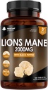 New Leaf Products Lions Mane Mushrom Extract Supplement 2000mg - 180 High Strength Vegan Tablety s čiernym korením - (Nie prášok alebo kapsuly) Vyrobené vo Veľkej Británii