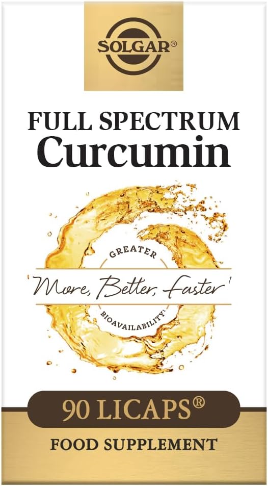 Solgar Full Spectrum Curcumin - 90 LiCaps - Superior Absorbcia - Mozog, Spoločné a imunitné zdravie - Non-GMO, Vegan, Gluten Free, Dairy Free - 90 Servings