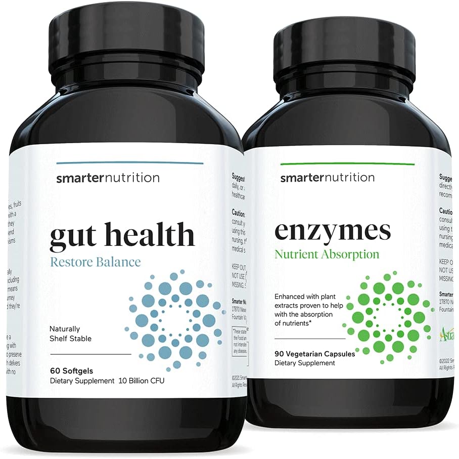 Inteligentnejšie Gut Health Probiotiká - Superior Digestive & Immune Support + Smarter Nutrition Enzymes - Denné trávne pomôcky s 16 rôznymi prírodnými enzýmami