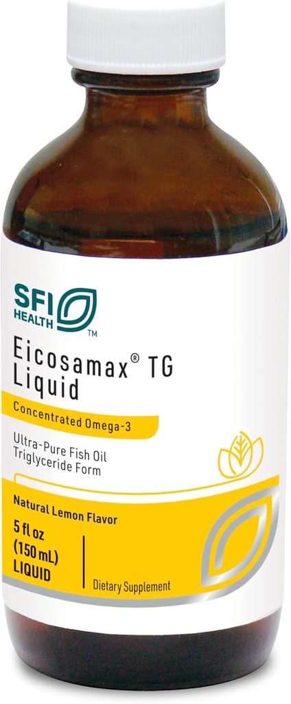 Klaire Labs SFI Health Eicosamax TG Fish Oil - Ultra Pure Omega-3 Fish Oil Pills with EPA/DHA - Trvalo dostupné - Prírodná citrónová príchuť pre žiadne ryby Burps alebo dochuť (30 Servings / 5 fl oz)