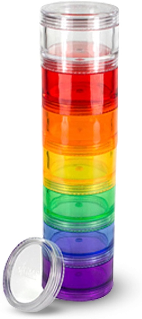 7 Day Medicine Organizátor pilulky - Stackable pilulky Box - Vhodné pre malé tablety a vitamínové doplnky, Udržujte svoju každodennú medicínu organizovaný na jednom mieste - stredné - dúha