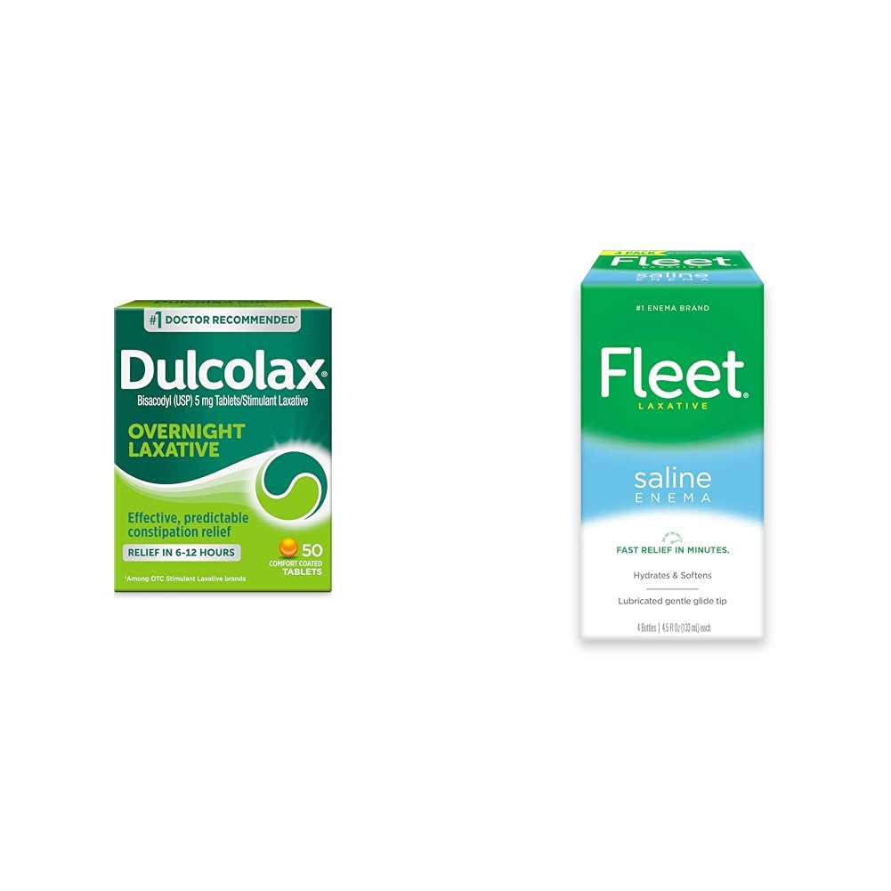 Dulcolax Jednodňová úľava Laxative 50 Počet a Fleet Saline Enema Dospelí Zápcha úľava 4 fľaše