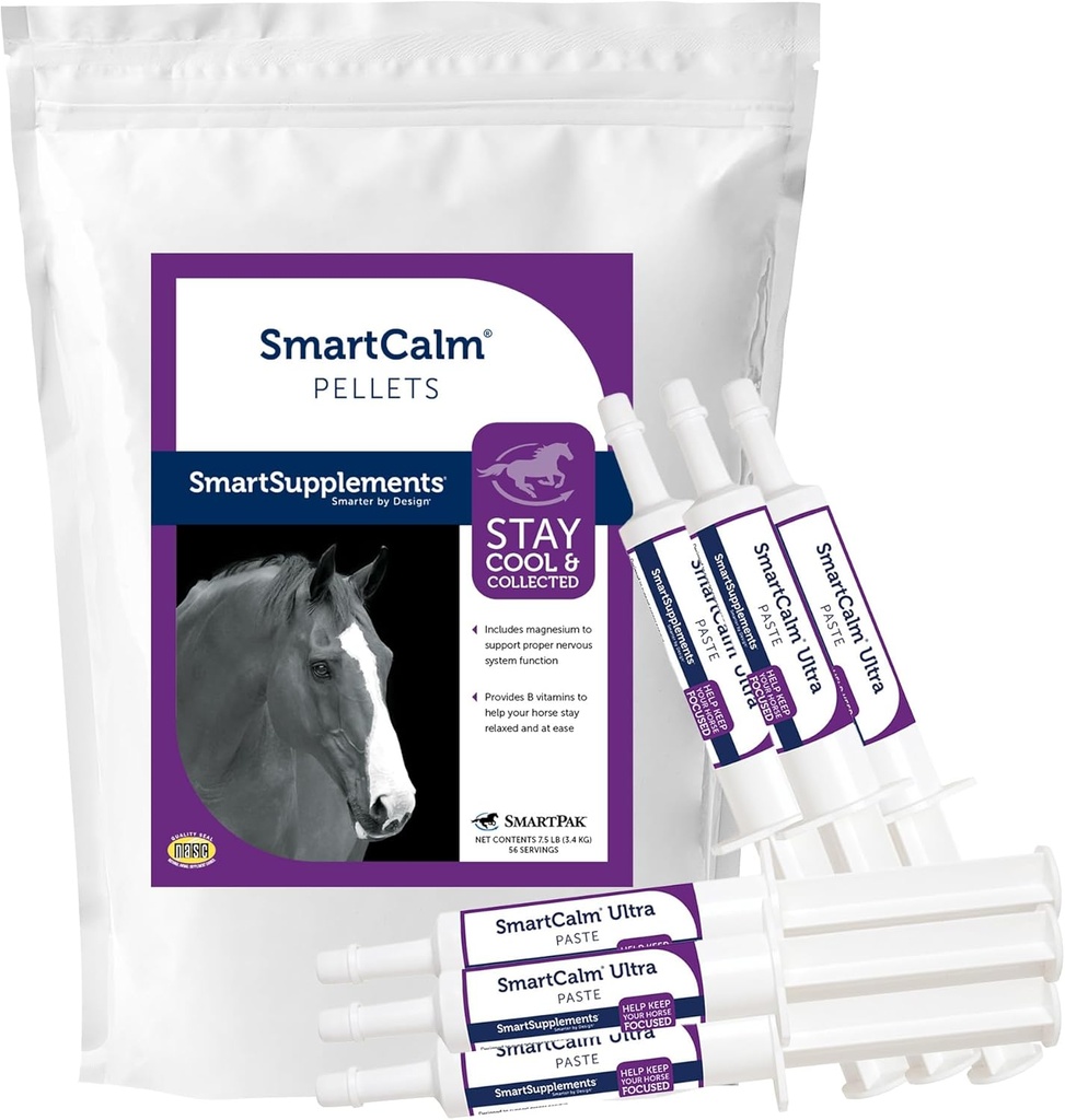SmartEquine SmartCalm Pellets & SmartCalm Ultra paste 6 Tubes Bundle, Kone upokojujúce doplnok 