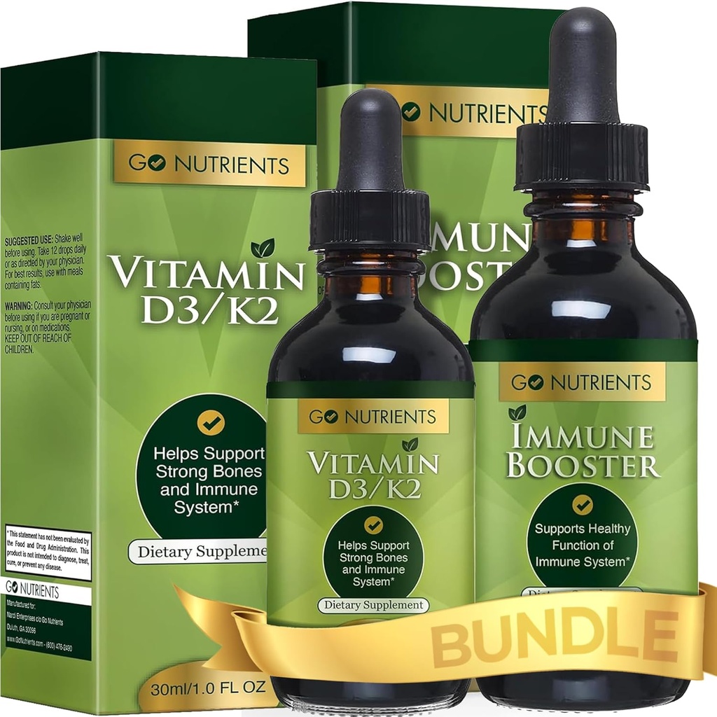 Go Nutrients Liquid Vitamín D3 kvapky + Immune Booster - Bojové sezónne stresory a stimulovať imunitný systém