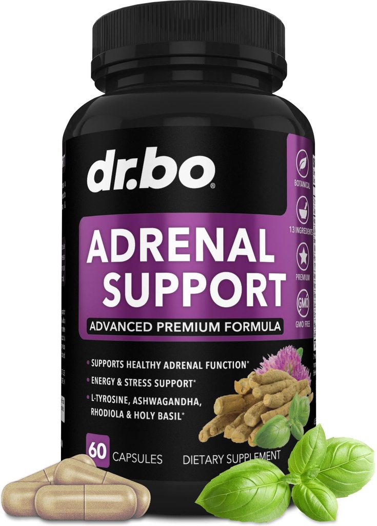 Adrenal Support Cortisol Manager Supplement - Adrenal Únava Doplnky pre ženy a mužov s prírodným Adaptogen Ashwagandha Holy Basil Rhodiola L Tyrosine Complex Únava Cortisol Health - 60 Pills