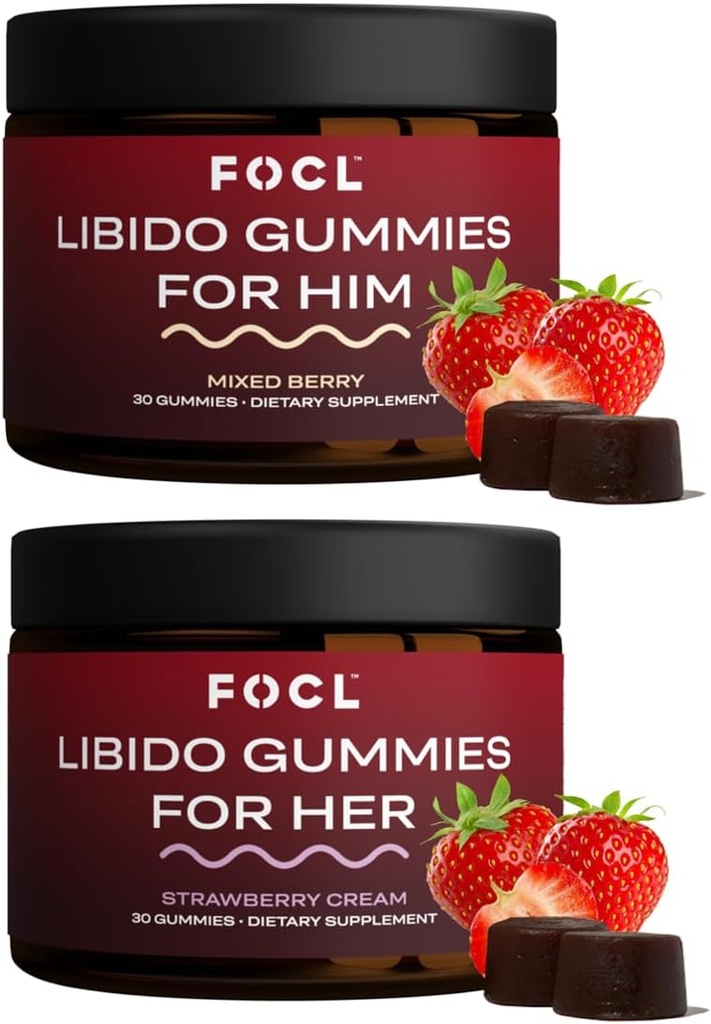 FOCL Žena a muž Libido Booster Intimity Set - 1 mesiac Zásobovanie Libido Gummy pre mužov a ženy s rohatými kozami Weed 