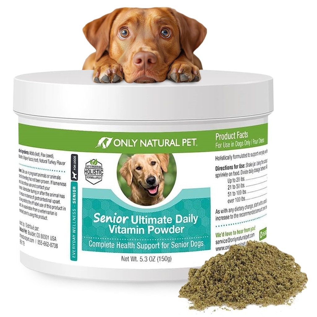 Len Natural Pet Senior Ultimate Daily Psie vitamínové doplnky pre psy Kompletná celostná zdravotná podpora - Vyrobené v USA, 5.3 oz Turecko Ochutený prášok