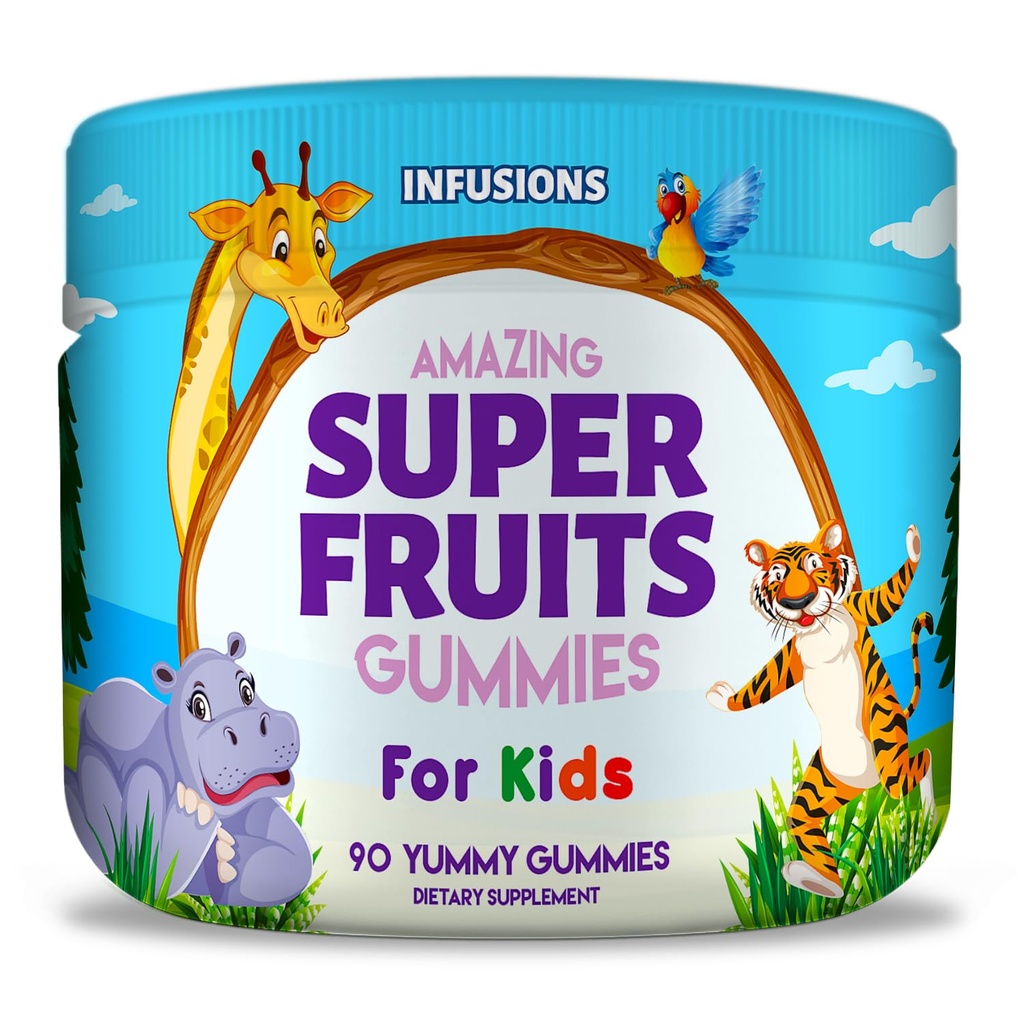 Infúzie Super ovocie Gumies pre deti 90 gróf Antioxidant Blend mäkké a lahodné Vegan Friendly lepidlo zadarmo non-GMO