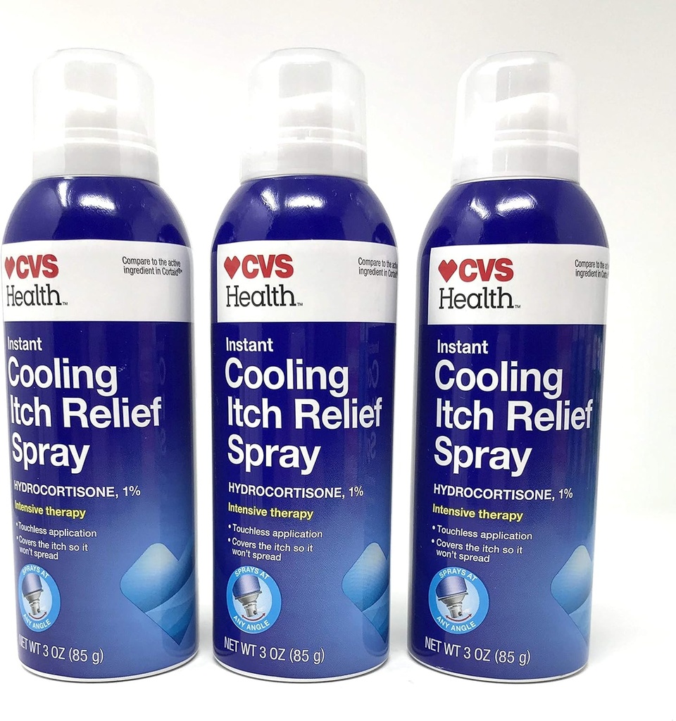CVS instantné chladenie svrbenie Relief sprej Hydrokortizón 1% Intenzívna liečba 3 Oz (3 balenia)