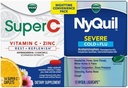 Vicks NyQuil a Super C Convenience Pack: NyQuil Ťažká medicína pre maximálnu silu Cold and Flu Relief, Pohodlne zabalené s Vicks Super C Rest and Replenish Daily Supplement, 26ct