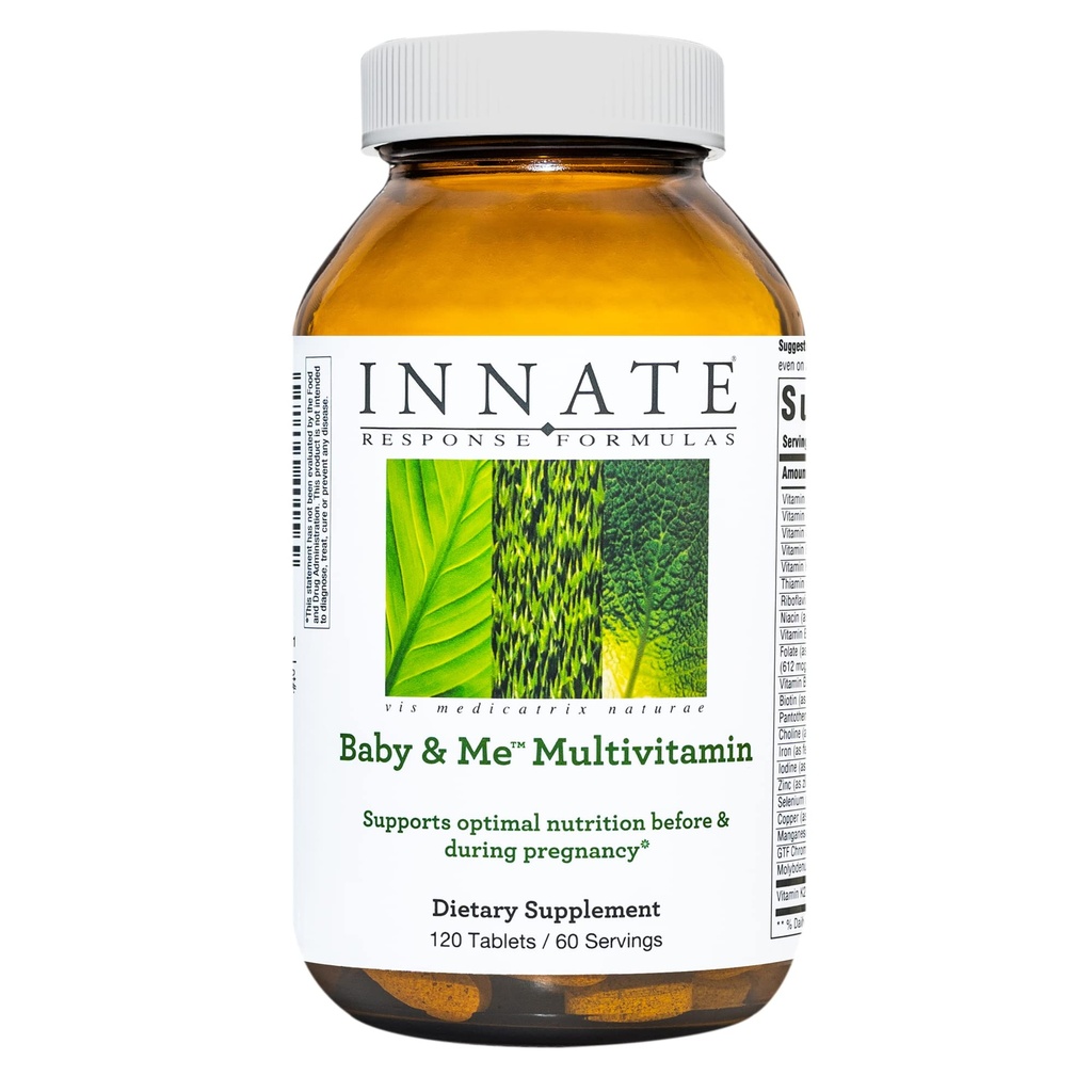 INNATE Response Formulates Baby & Me Multivitamín - Prenatálne a postnatálne vitamíny s folátom, cholínom a vitamínmi B12 a D3 - Vegetariánska, non-GMO, a Gluten-free - 120 tabliet (60 Servings)