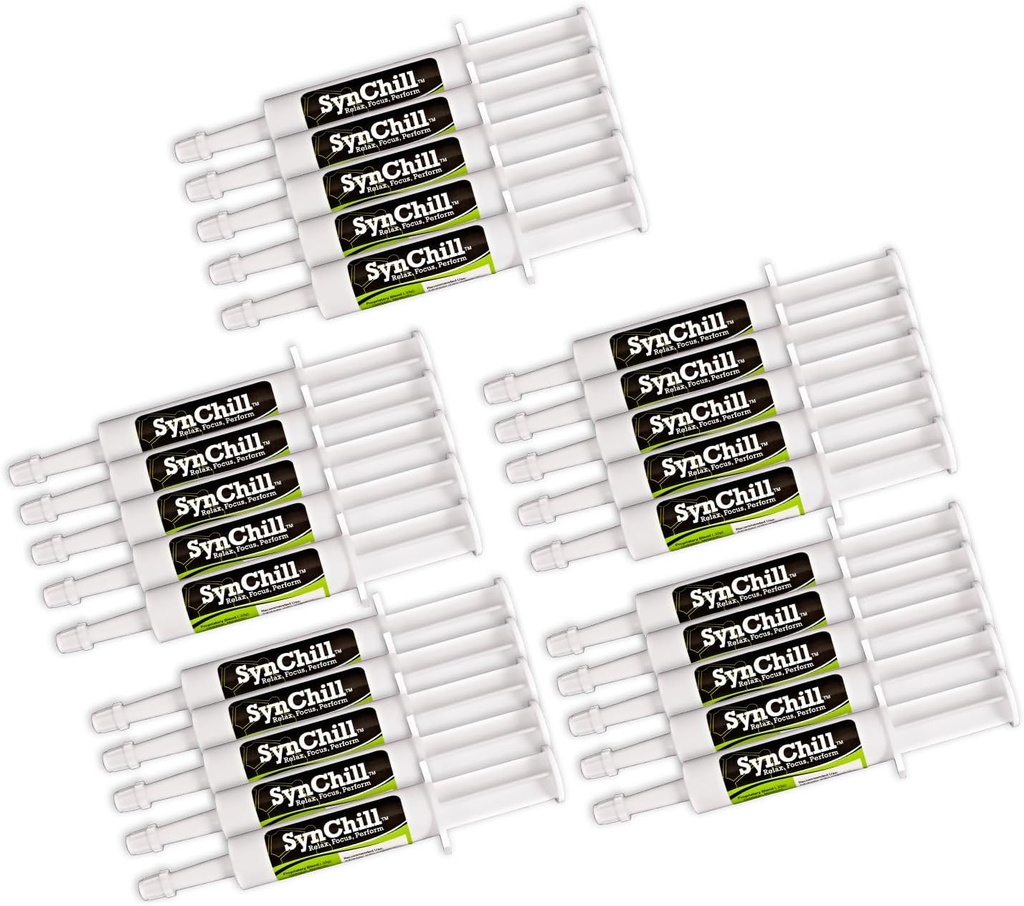 SynChill perorálny kôň upokojujúci gél, 100% Natural & Nutritional Supplement, Lab Proven Results, Designed for Focus & Performance, Schválený Olympic Professionals & Veterinarians, Made in USA - 25-Pack