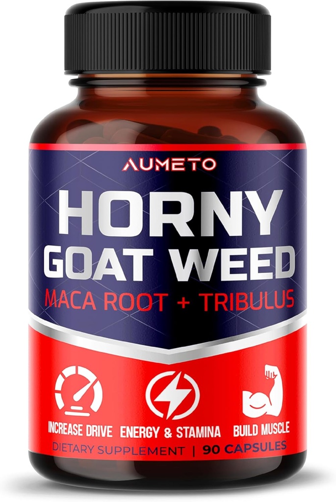 Horny koza Weed Supplement with L-Arginine Tribulus Terrestris Maca Root Tongkat Ali - Mužská energia, sila a podpora pamäte (90 gróf (Pack of 1))